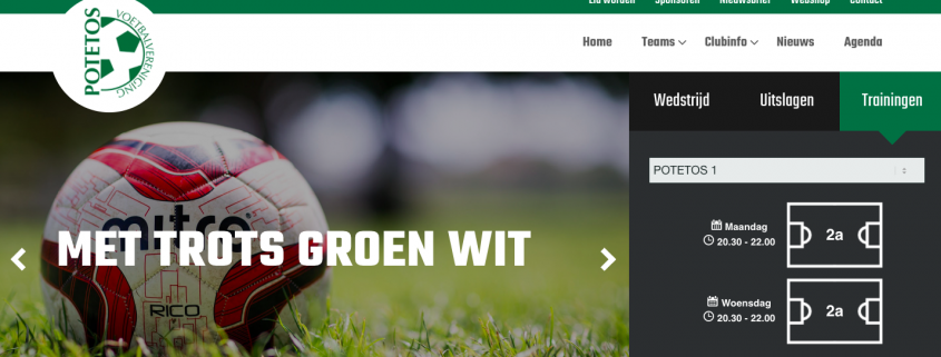 nieuwe website voetbalverening vv potetos convident